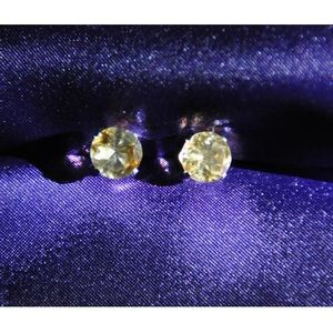 💗 Hypoallergenic Stainless Steel Lemon Citrine Crystal Earrings 5mm NEW